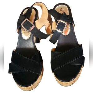 Argento by Cordani Made in Italy Tahlia Strappy Cork Chucky Heels Sandals Sz 38